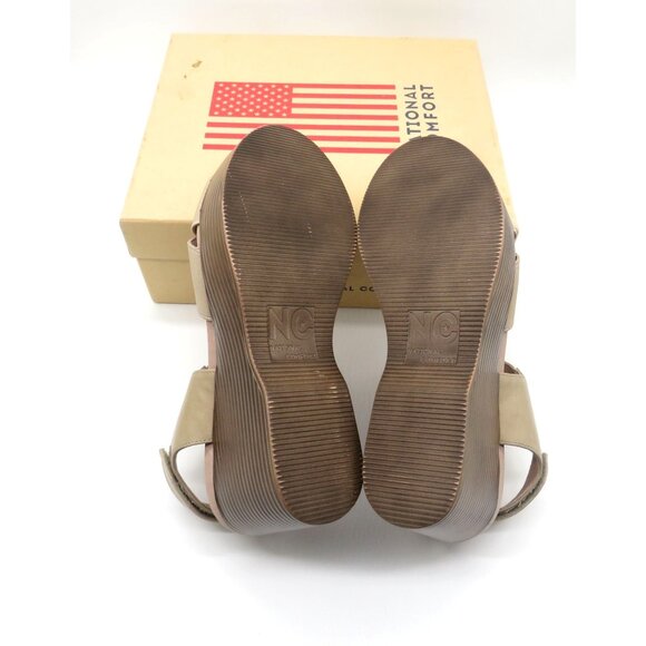 NC Women's Tan Wedge Sandals Alecia Size 10 Leather Upper Elastic Gore NEW - Picture 6 of 6